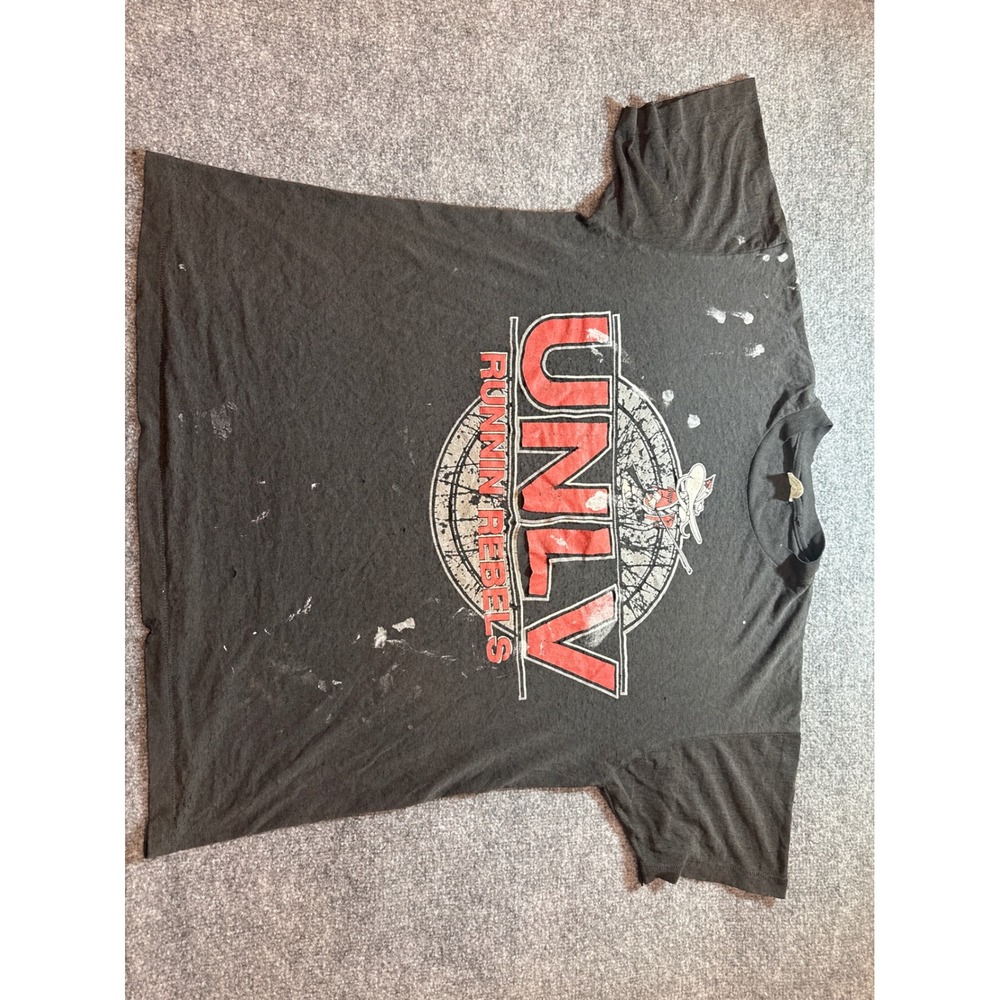 Vintage 90s UNLV Runnin Rebels T Shirt XL Single Stitch Made USA Thrashed Black